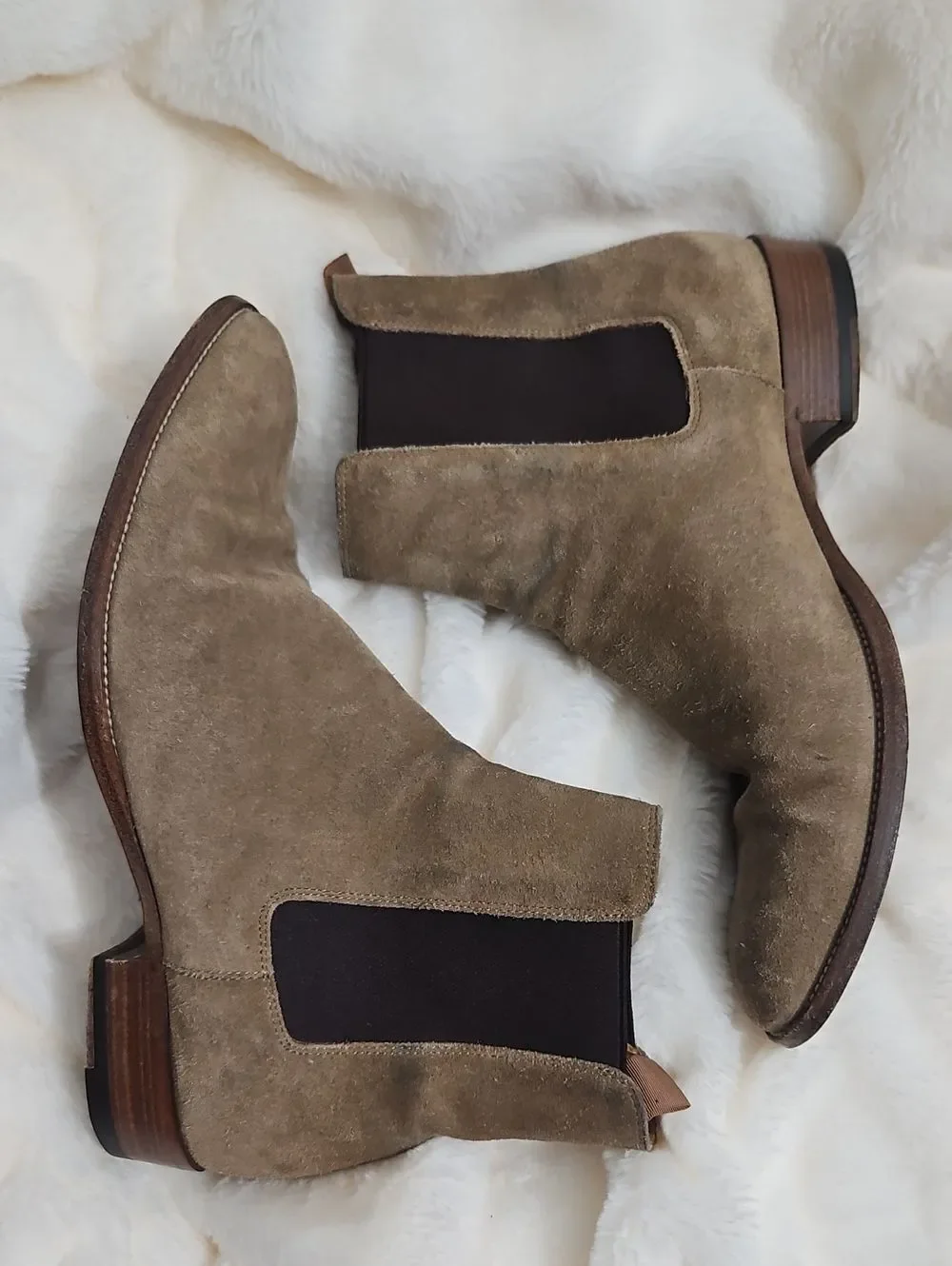 Saint Laurent Paris Wyatt Suede Chelsea Boots Men's 40.5 Tobacco Brown 443208